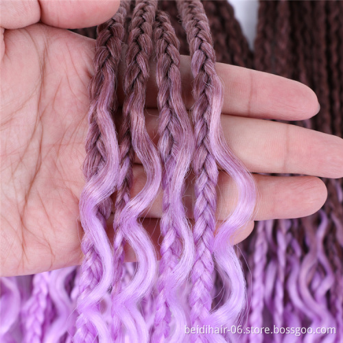 Ombre Box Braids Bohemian River Locs Crochet Messy Goddess Braids Curly